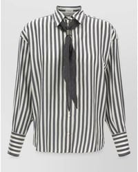 Brunello Cucinelli - Silk Striped Shirt With Scarf - Lyst