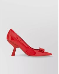 Ferragamo - Pointed Toe Kitten Heel Pumps With Bow Detailing - Lyst