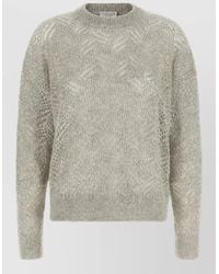 Brunello Cucinelli - Linen Openwork Sequined Crewneck Sweater - Lyst