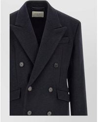 Saint Laurent - Wool Double-Breasted Long Coat - Lyst