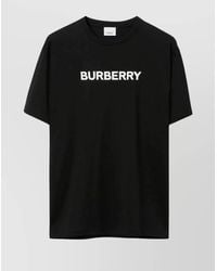 Burberry - Organic Cotton Ribbed Crew-Neck Logo-Print T-Shirt - Lyst
