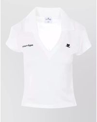 Courreges - Cropped V-Neck Short-Sleeve Polo Top - Lyst