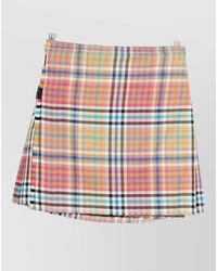Vivienne Westwood - Pleated Mini Skirt Multicolour Design Belt Loops - Lyst