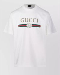 Gucci - Logo Cotton Crew Neck Short Sleeve T-Shirt - Lyst