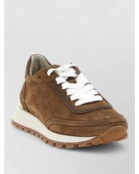 Brunello Cucinelli - Monile Suede Lace Up Sneakers Rubber Sole - Lyst