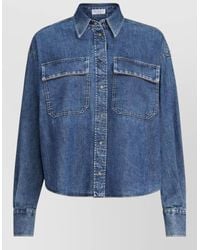 Brunello Cucinelli - Long Sleeve Shirt Collared Neck Front Pockets - Lyst