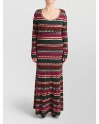 Missoni - Wool Knit Maxi Sheath Dress Long Sleeves - Lyst