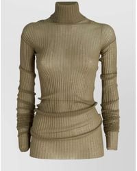 Quira - Ribbed Cutout High Neck Knitted Top - Lyst