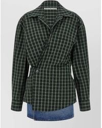 Alexander Wang - Plaid Long Sleeve Shirt Dress Asymmetric - Lyst