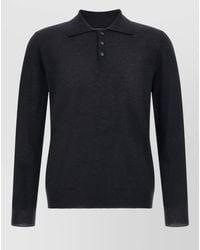 Zanone - Cashmere Polo Shirt Long Sleeves Ribbed Cuffs - Lyst
