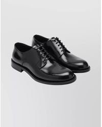 Dolce & Gabbana - Round Toe Smooth Finish Leather Derby Shoes - Lyst