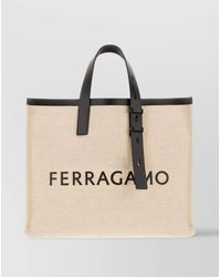 Ferragamo - Canvas And Leather Tote Bag - Lyst
