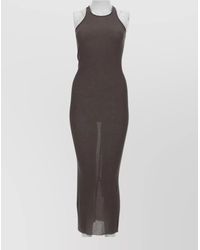 Rick Owens - Silk Blend Ribbed Sleeveless Racerback Midi Dress - Lyst