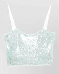 forte_forte - Sequin Top Spaghetti Straps Cropped Buttons - Lyst