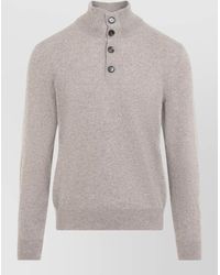 Brioni - Fine-Knit Cashmere Mock-Neck Long-Sleeve Sweater - Lyst