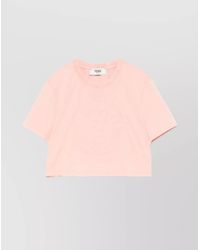 Fendi - Cotton Cropped Logo T-Shirt - Lyst