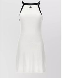 Courreges - Cotton Halterneck Sleeveless Logo-Appliqué Mini Dress - Lyst
