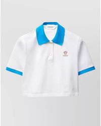 Versace - Polo Shirt Contrasting Collar Cropped Length - Lyst