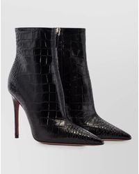 Paris Texas - Crocodile-Effect Leather Ankle Boots - Lyst