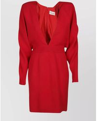 Alexandre Vauthier - Plunging V-Neck Long-Sleeve Mini Dress - Lyst