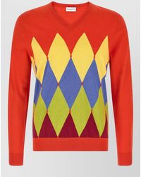 Ballantyne - Argyle Knit V Neck Long Sleeve Sweater - Lyst