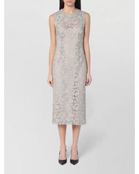 P.A.R.O.S.H. - Lace Midi Dress Sleeveless Back Slit - Lyst