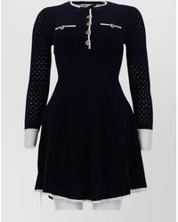 Self-Portrait - Knit Mini Dress Bow Detail Buttons - Lyst