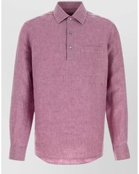 ZEGNA - Linen Shirt Long Sleeves Chest Pocket - Lyst