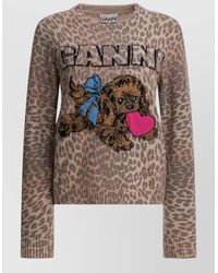 Ganni - Wool Graphic Crewneck Jumper - Lyst