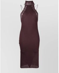 ANDREADAMO - Ribbed Halterneck Paneled Knitted Midi Dress - Lyst