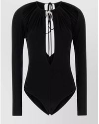 Marine Serre - Viscose Cutout Draped Bodysuit - Lyst