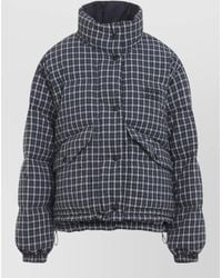 Miu Miu - Reversible Checked Down Jacket High Collar - Lyst