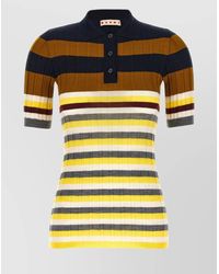 Marni - Ribbed Virgin Wool Polo Top - Lyst