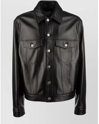 Bottega Veneta - Long Sleeve Jacket Textured Collar Pockets - Lyst