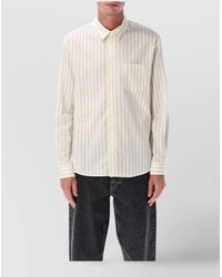 A.P.C. - Striped Long Sleeve Shirt With Chest Pocket - Lyst