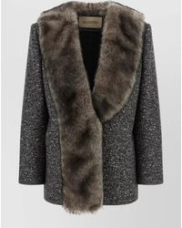 Valentino Garavani - Wool Bouclé Chevron Caban Jacket - Lyst