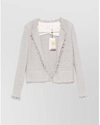 IRO - Cotton Jacket With Textured Fabric And Frayed Edges - Lyst