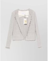 IRO - Cotton Jacket With Textured Fabric And Frayed Edges - Lyst