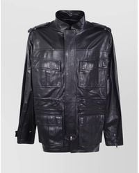 Balmain - Lamb Leather Mid-Length Parka - Lyst