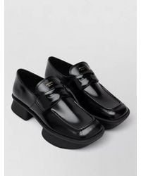 Prada - Loafers Block Heel Shiny Finish Square Toe - Lyst