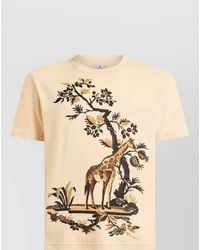 Etro - Giraffe Print Cotton Jersey Short Sleeve T-Shirt - Lyst