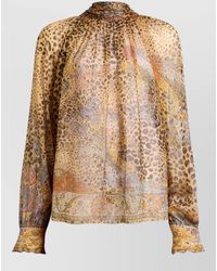 Etro - Silk Chiffon Paisley Animal-Print Blouse - Lyst