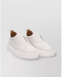 Santoni - Leather Slip-On Sneakers - Lyst