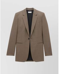 Saint Laurent - Wool Double-Breasted Jacket Padded Shoulders - Lyst