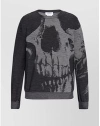 McQueen - Wool Skull-Print Ribbed Crew-Neck Sweater - Lyst