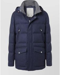 Brunello Cucinelli - Wool Flannel Down Parka Detachable Hood - Lyst