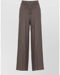 Panicale - Linen Wide Leg Straight Cut Pants - Lyst