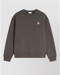 Maison Kitsuné - Fox Motif Crew Neck Cotton Sweatshirt - Lyst