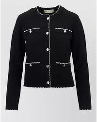 Tory Burch - Wool Scallop Trim Cardigan - Lyst
