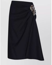 Dries Van Noten - Wool Draped Embellished Midi Skirt - Lyst